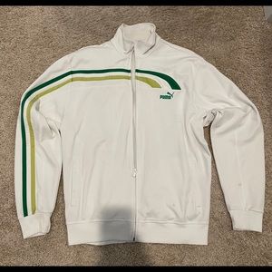 Puma white track jacket green strips